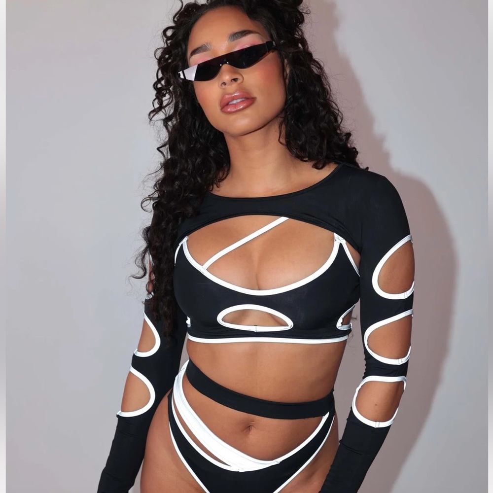 iHeartRaves “Backstage Baddie” Reflective Cutout Top (long sleeve not included)